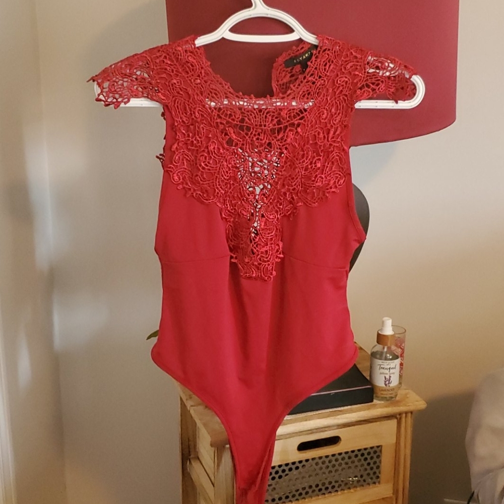 Red lace bodysuit